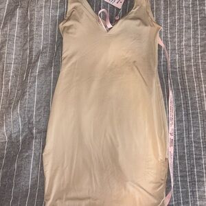 Oh Polly Double Lined Bodycon Bone Slip Dress